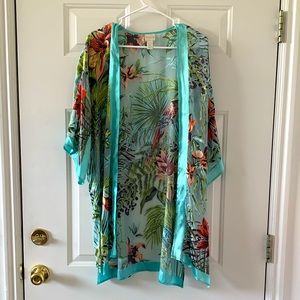 Silky Burnout Tropical Print Duster
